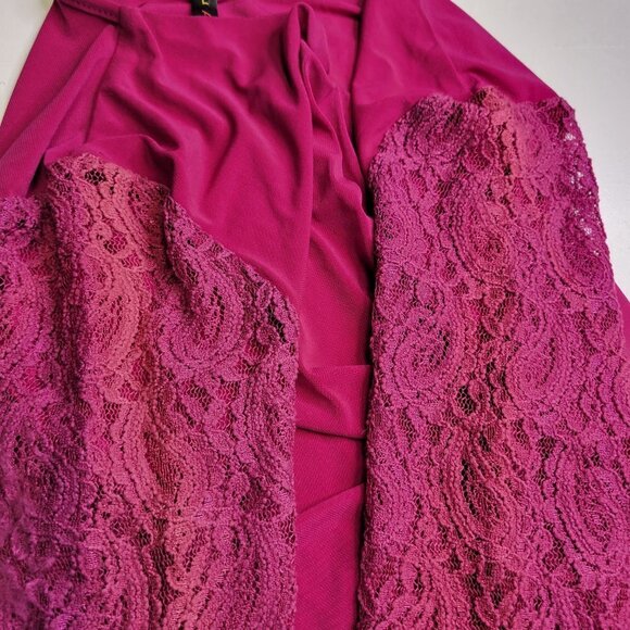 Magenta Three Quarter Lace Sleeve Dress  Various Sizes - Picture 7 of 9